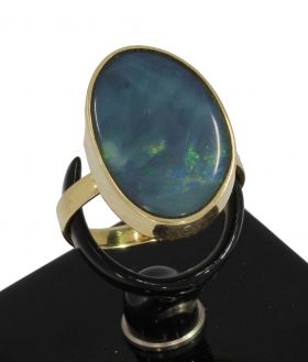 Opaal triplet 14 karaats gouden retro ring