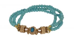 Antieke Turkoois kleurige armband 14 karaats gouden slot