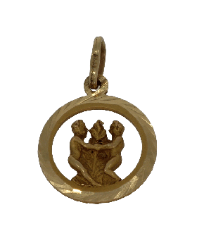14k gouden tweelingen ketting hanger bewerkte sierrand 
