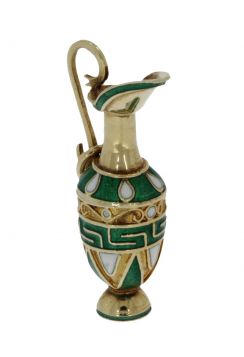 14k gouden oinochoe geemailleerde vaas ketting armband hanger