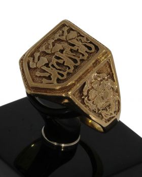 Gouden Vintage heren zegel ring met Royal arms of England in schildvorm