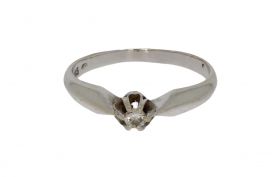 14 karaats witgouden solitair diamant ring 0,07ct