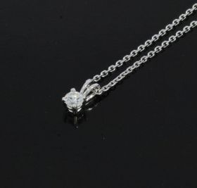 Ankerschakel ketting 14k witgoud met solitair briljant zirkonia hanger