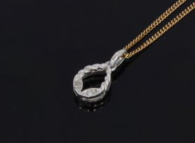 Witgouden 14k gouden vintage ketting hanger met 2 diamantjes