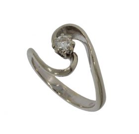 18 karaats witgouden fantasie design ring solitair diamant