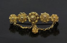Antieke 19e eeuwse gouden Zeeuwse knoop broche filigrain