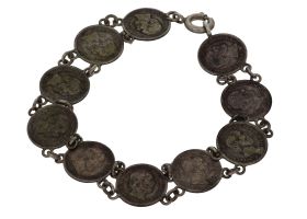 Antieke armband gemaakt van Willem III stuivers 