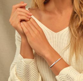 Massieve zilveren slavenarmband bangle 5mm dames nieuw