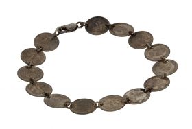 Zilveren antieke armband met 14 stuks Willem III stuivers