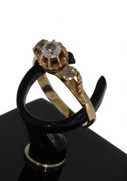 Zirkonia solitair 14 karaats gouden dames ring fraai bewerkt