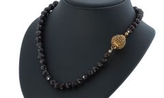 Bienkurve 14 karaats gouden antieke sluiting parels granaten collier ketting dames vintage klassiek handgemaakt