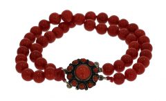 Bloedkoralen armband met zilveren slot