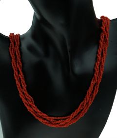 Gevlochten meerstrengs bloedkoraal ketting model endless