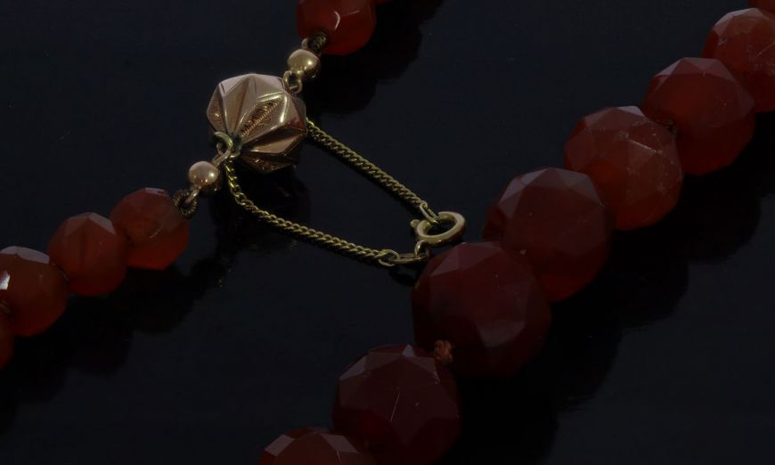 Antieke carneool ketting met 14k gouden slot 1853-1906 - Goldberg