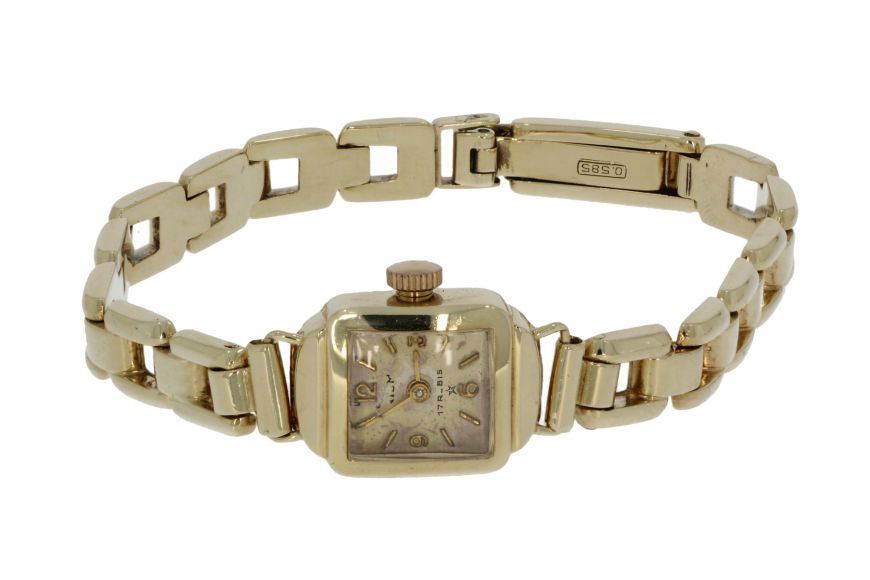 14 karaats gouden Vintage dames polshorloge Prisma