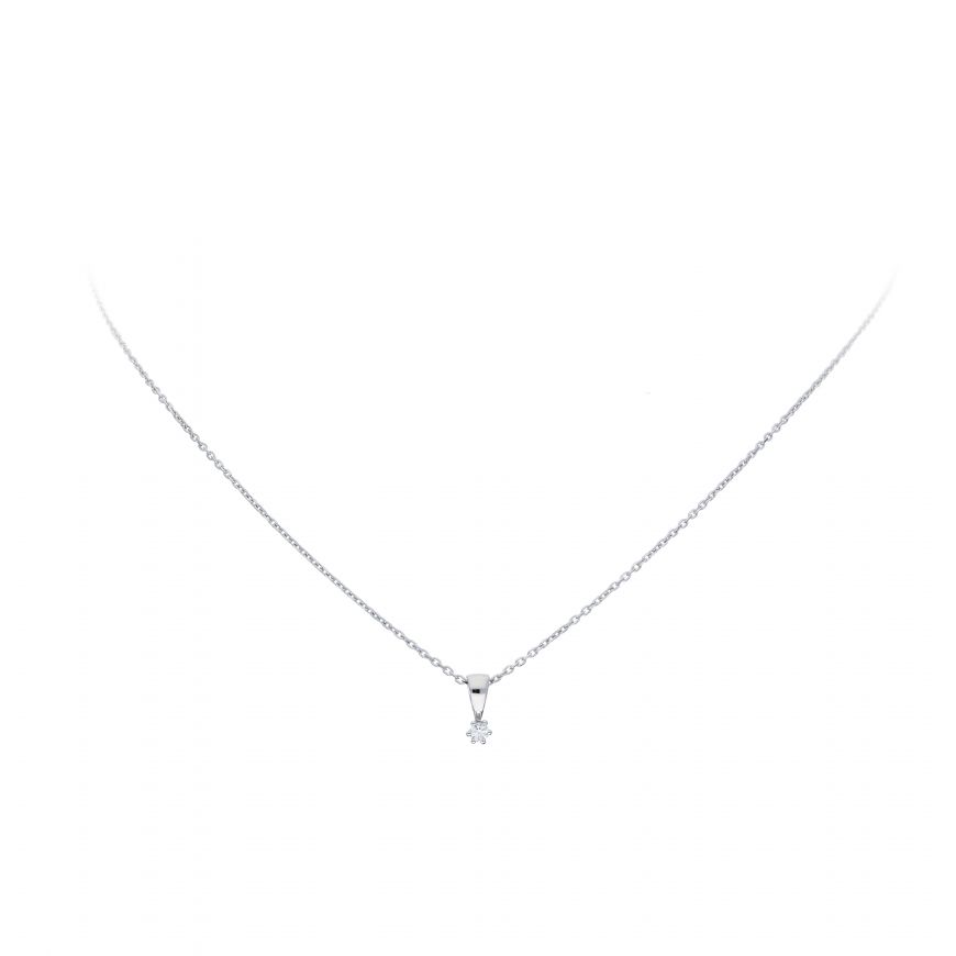 14 witgouden ketting met diamant hanger - ankerschakel