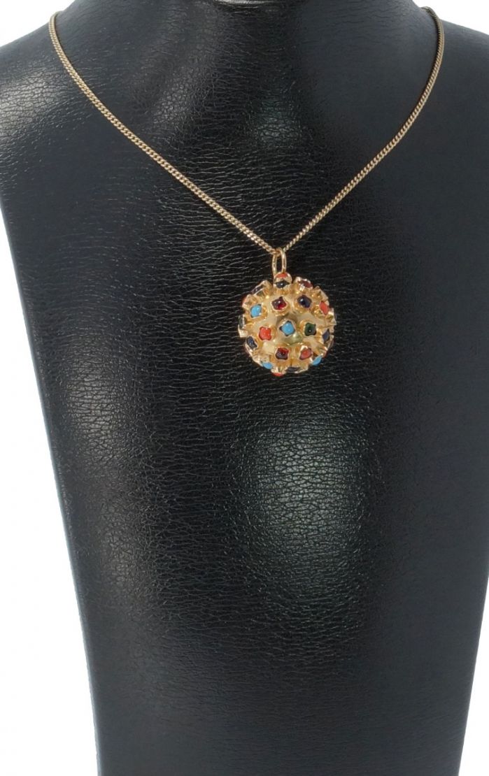 Sputnik hanger edelstenen 14 karaats gouden ketting hanger