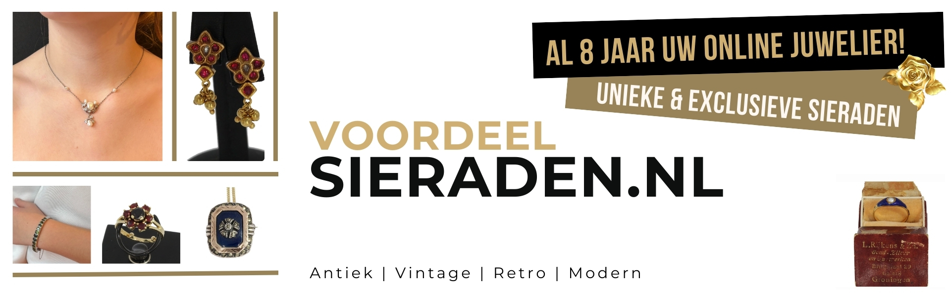 Vintage en antieke gouden sieraden | Ringen |Kettingen | Edelstenen