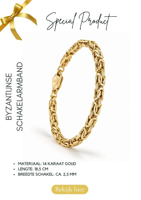 Koningsschakel Armband 14K Goud | Unisex Dames Heren