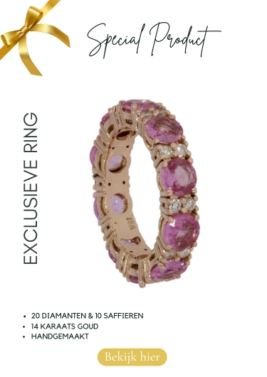 Gouden ring met diamanten en saffieren